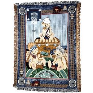 New 1996 Priscilla Hillman Teddy Bear Tapestry Throw Blanket Afghan Sports 39x50